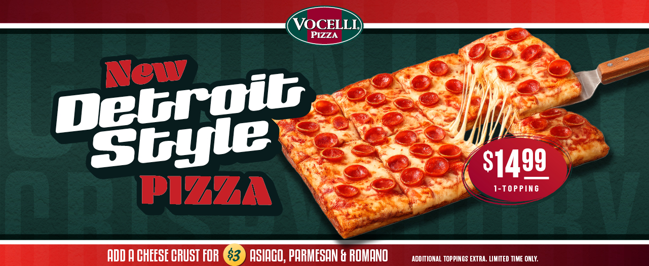 New Detroit Style Pizza - $14.99 1-topping
