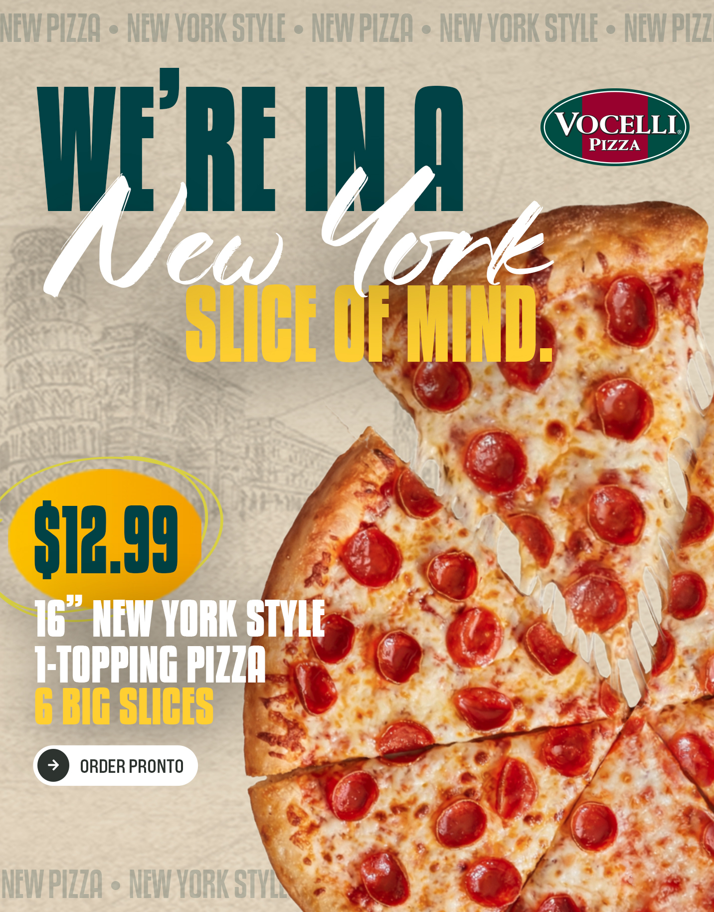 16.99 - Large 1-Topping New York Style Pizza - 6 Big Slices