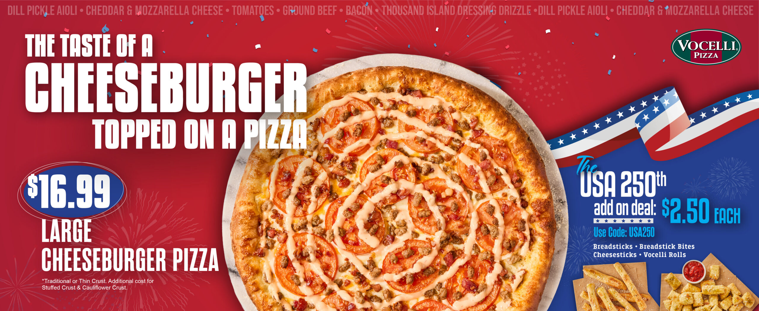 $16.99 Large Cheeseburger Pizza