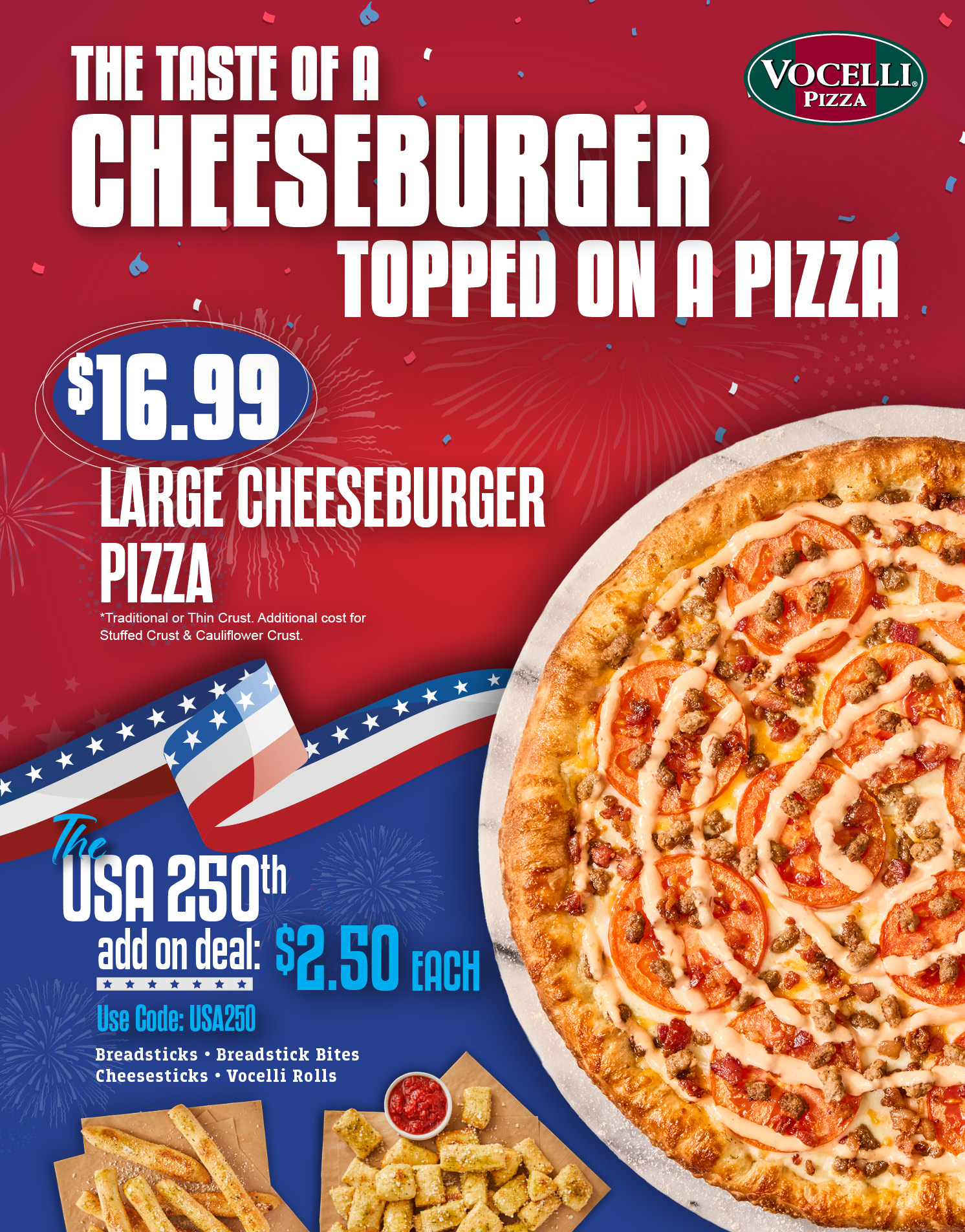 $16.99 Large Cheeseburger Pizza