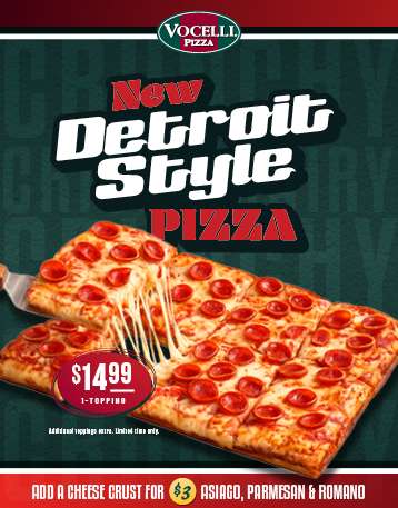 New Detroit Style Pizza - $14.99 1-topping